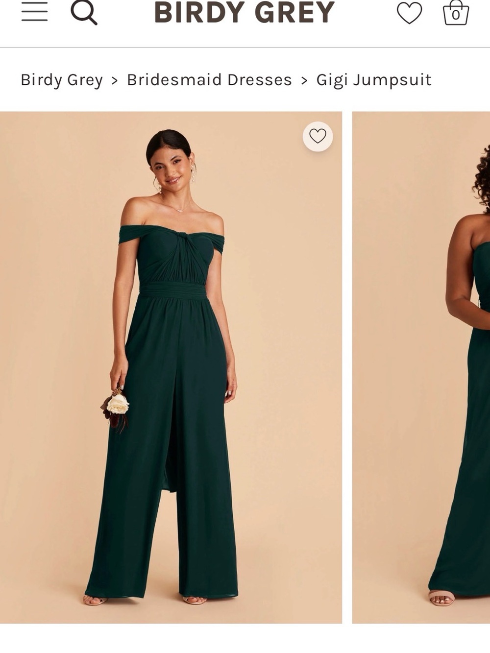 Birdy Grey Off-Shoulder Jumpsuit in Deep Green